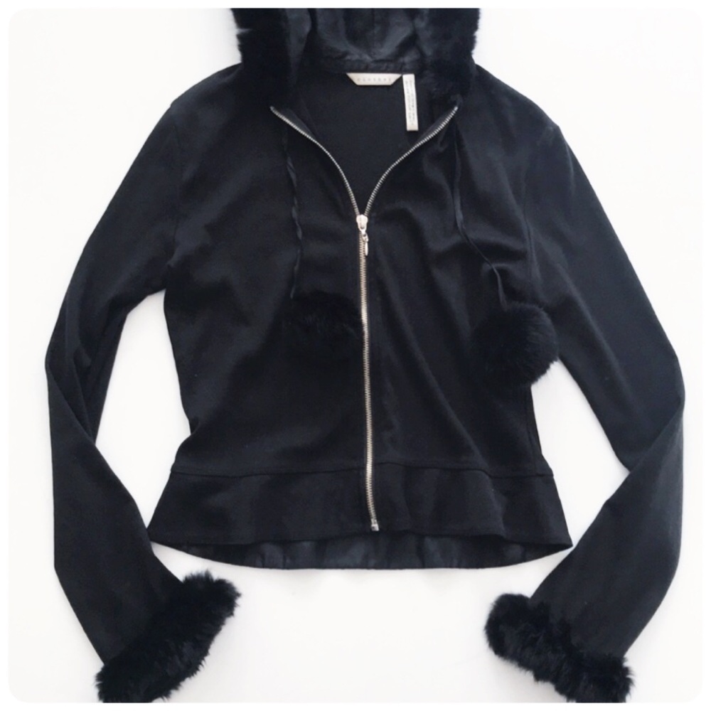 Clothes brand fur Pom Pom hoodie jacket small